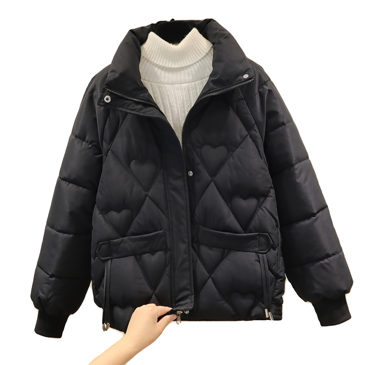 羽绒棉服女短款2024新款韩版冬季棉衣女小个子宽松厚立领棉袄外套