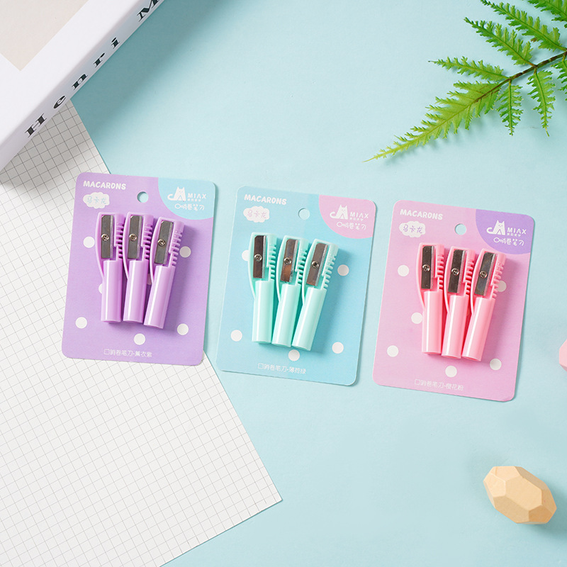 Macaron Color Creative Two-in-One Cap of a Pen Penknife Eyebrow Pencil Protective Knife Cap Single Hole Pencil Cap Pencil Sharpener