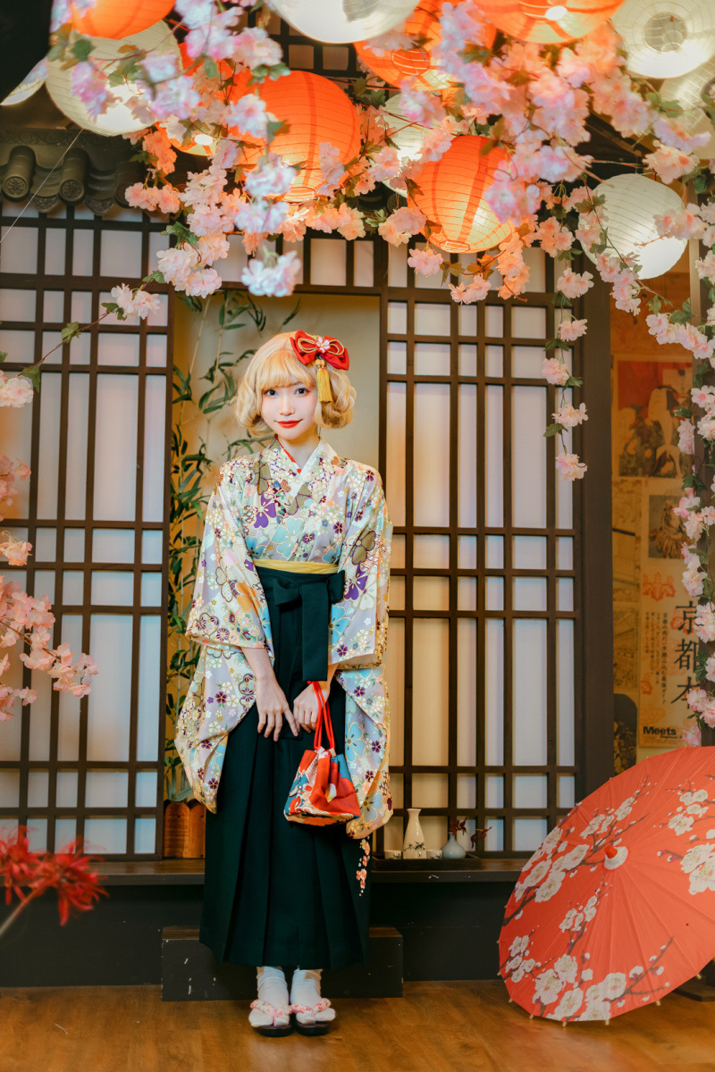 日本和服女传统大正风二尺袖袴套装和风传统毕业季礼服和装正装