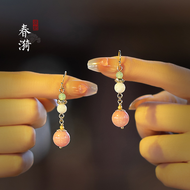 中国风耳环女春夏气质小众纯银长款新中式耳饰古风配旗袍耳坠批发