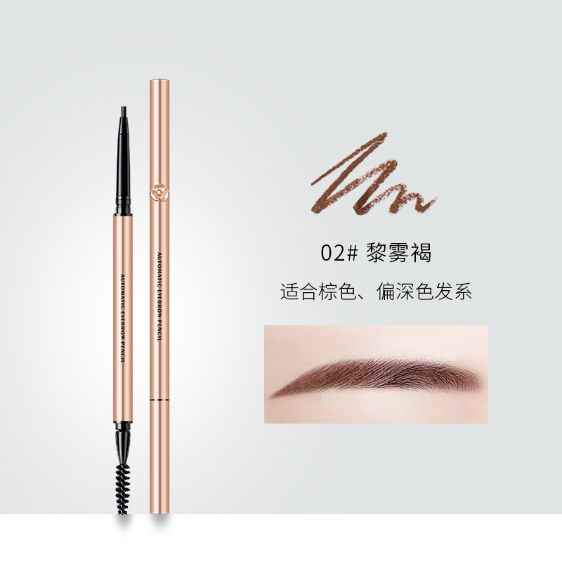 Clownfish Extremely Fine round Head Eyebrow Pencil Beginner Long Lasting Waterproof Sweatproof Fadeless Natural Double-Headed Eyebrow Brush Makeup