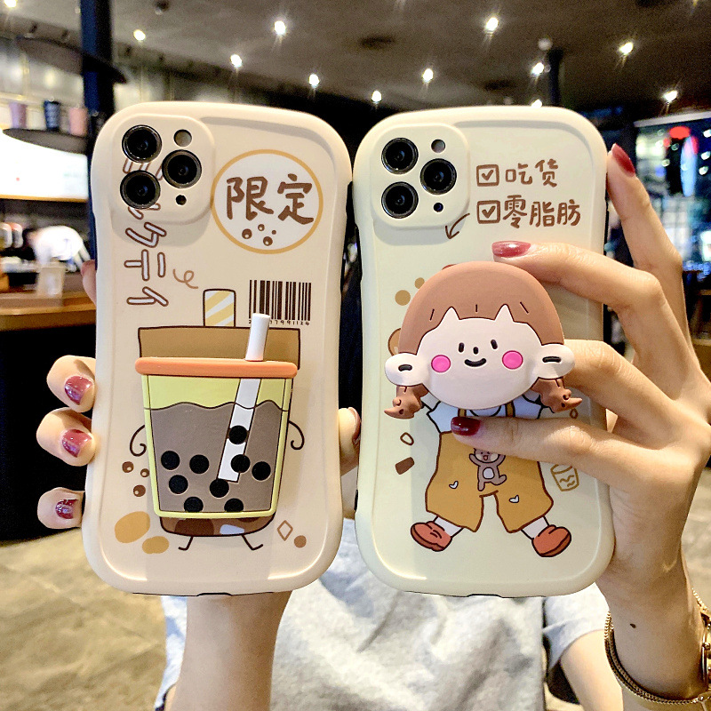 小蛮腰适用iphone11pro手机壳苹果12奶茶女孩xsmax支架xr保护套