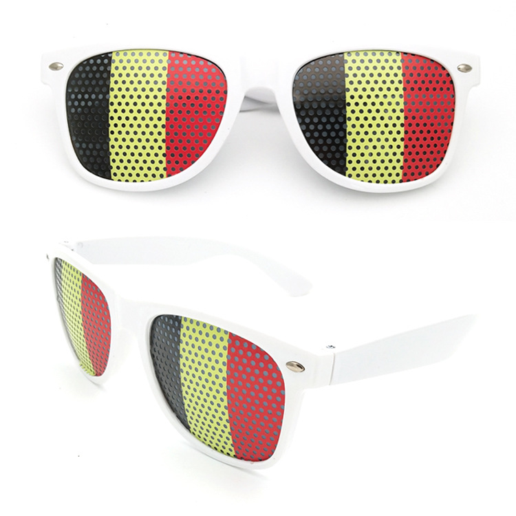 现货国旗贴纸太阳镜彩印logo小孔贴纸白色墨镜礼品太阳眼镜