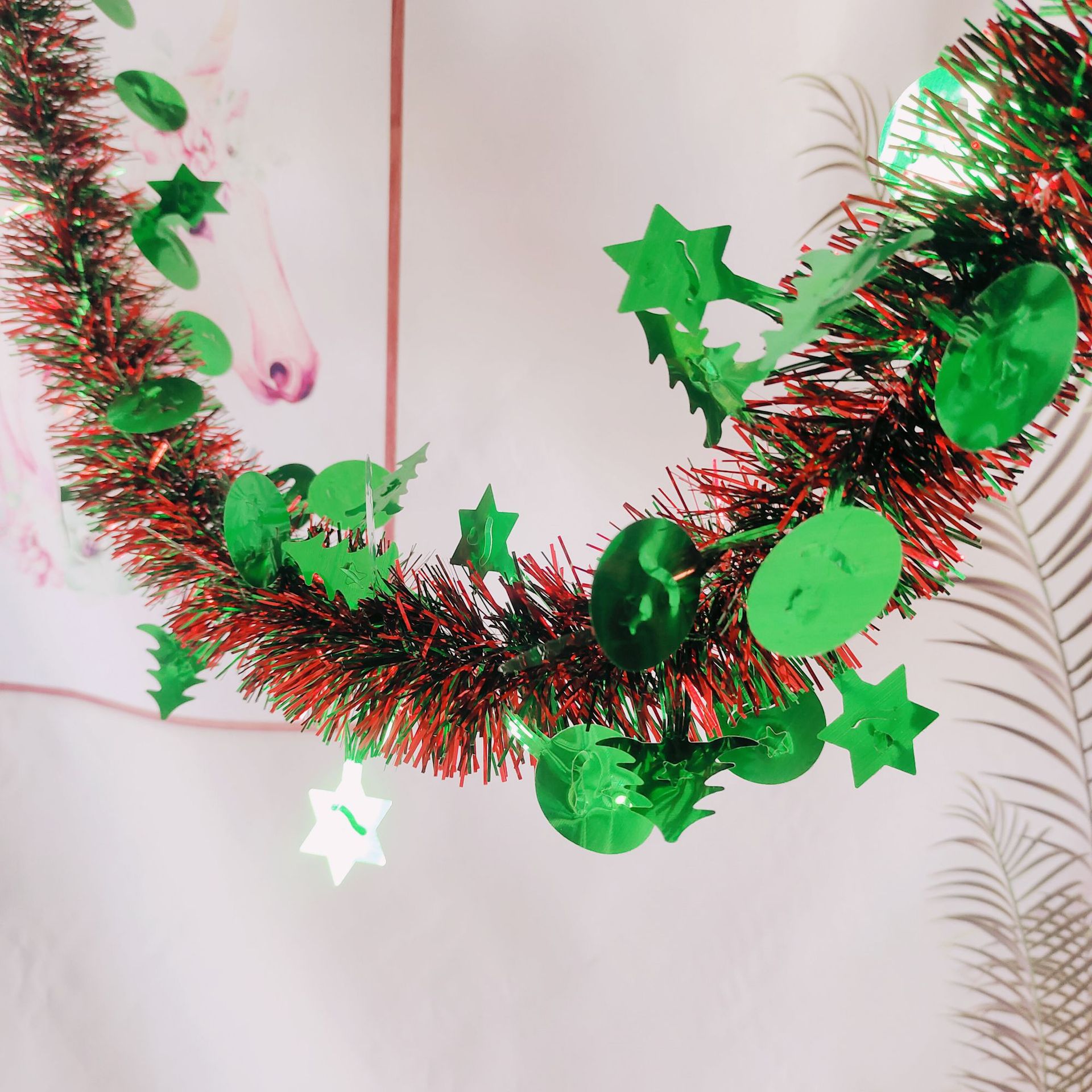 批发 跨境圣诞节装饰彩条满天星结婚生日派对布置节日毛条彩带2米