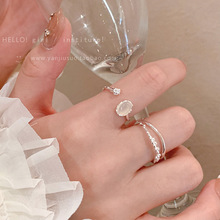 温柔风月光石开口戒指女小众设计可调节食指戒高级感时尚个性指环