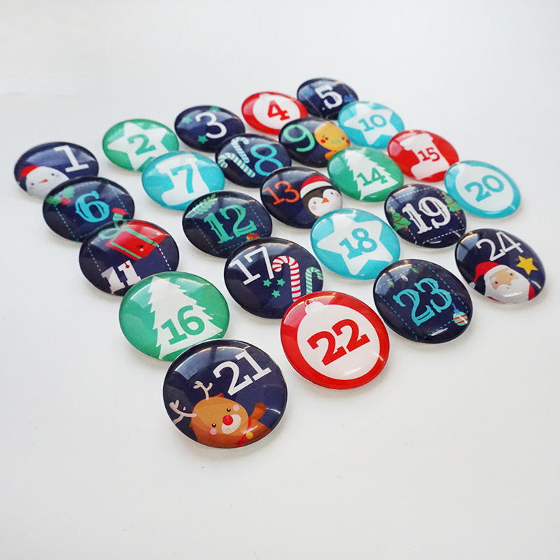 圣诞数字徽章胸章胸针圣诞日历圣诞节装饰配饰卡通包包号码定制