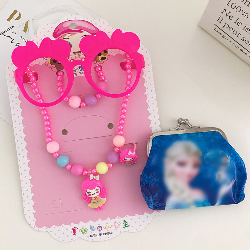 Cute Barbie Doll Children's Necklace Jewelry Toy Set Girls Princess Hair Accessories Pearl Necklace Bracelet Wholesale