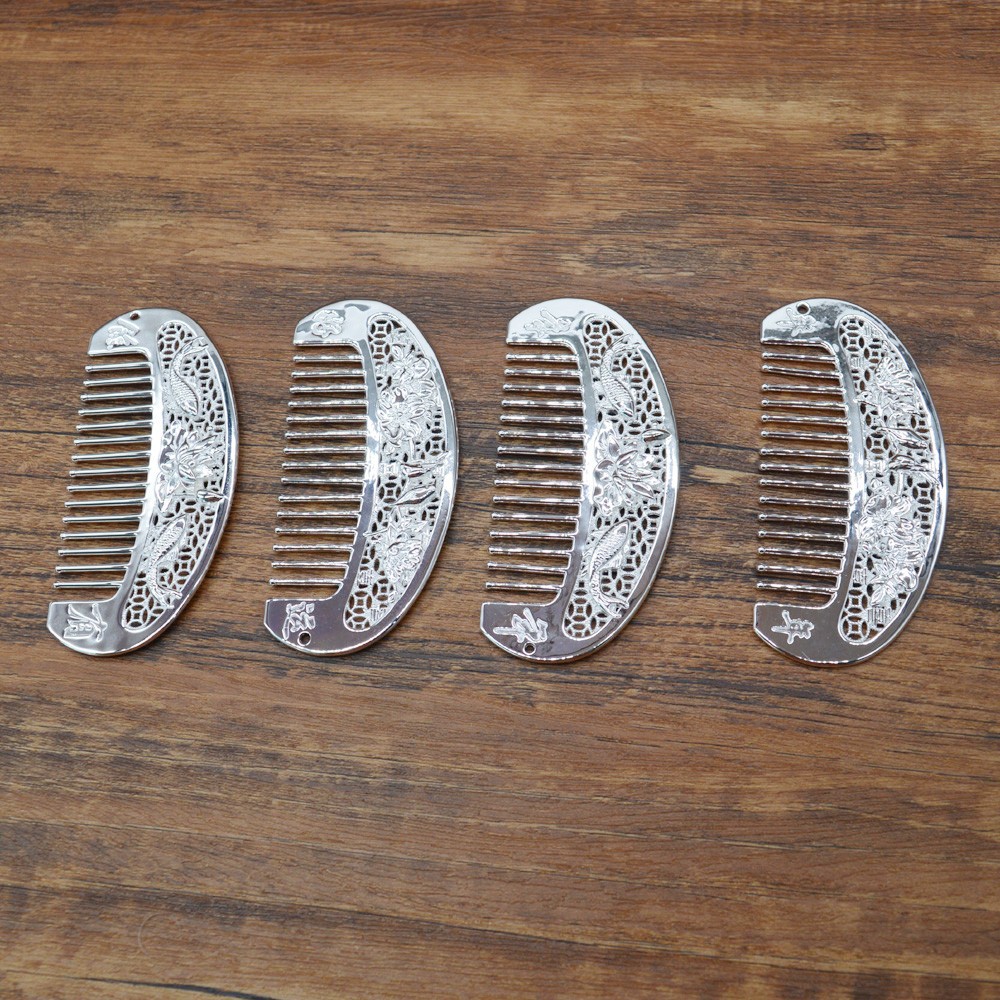 批发定制纯银梳子 足银999梳子头梳发梳 百年好合年年有余