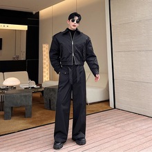 秋冬男装设计韩版工装短款棉衣夹克两件套时尚套装两色W0619 5225