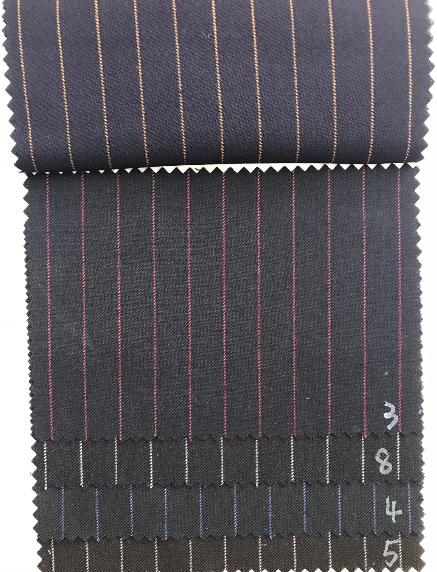 仿毛哔叽竖条纹西服面料弹力哔叽条纹职业装面料