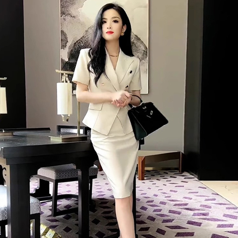 短袖干练气质女装职业装气质女神范高端夏季西装套装裙两件套装女