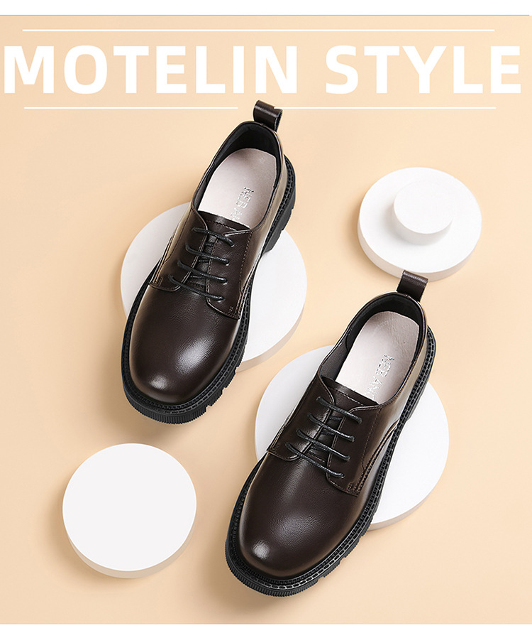 邻家天使粗跟单鞋英伦风小皮鞋女2022新款春秋牛津鞋真皮女鞋7113