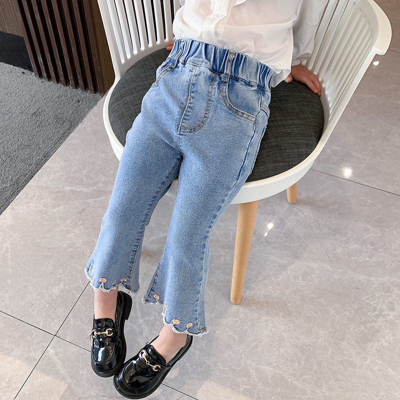 女童牛仔裤春秋外穿小女孩春款弹力时髦洋气喇叭裤儿童春装裤子潮