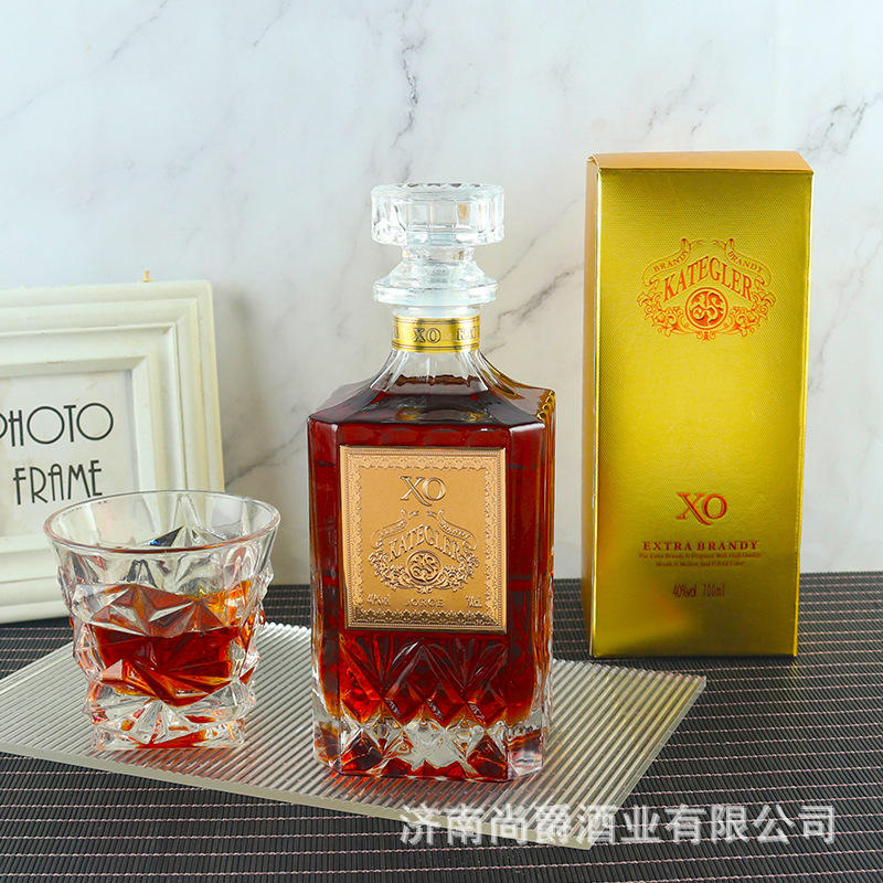 洋酒方瓶40度法国进口xo白兰地烈酒批发 代发直播带货礼盒装送礼