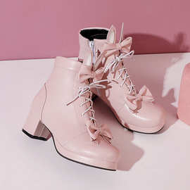 小女孩儿童靴子女童马丁靴夏小学生女鞋冬季鞋萝莉塔鞋子高跟鞋秋