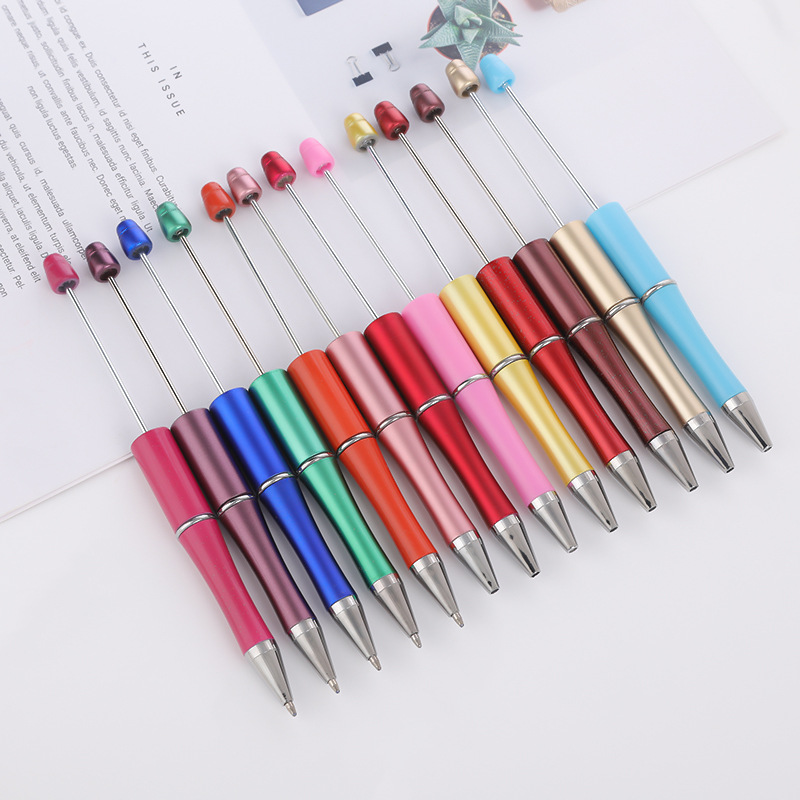 multi-color plastic beaded pen ballpoint pen diy handmade beaded ballpoint pen gift pen advertising marker in stock wholesale