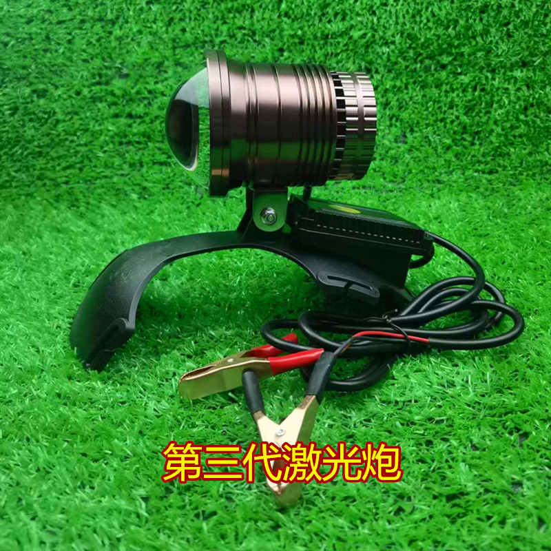 跨境外贸第三代激光炮伸缩变焦led12-24v锂电池氙气灯户外头灯冉