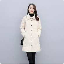 轻薄棉衣女中长款2023冬季新款气质韩版修身百搭小个子保暖外套