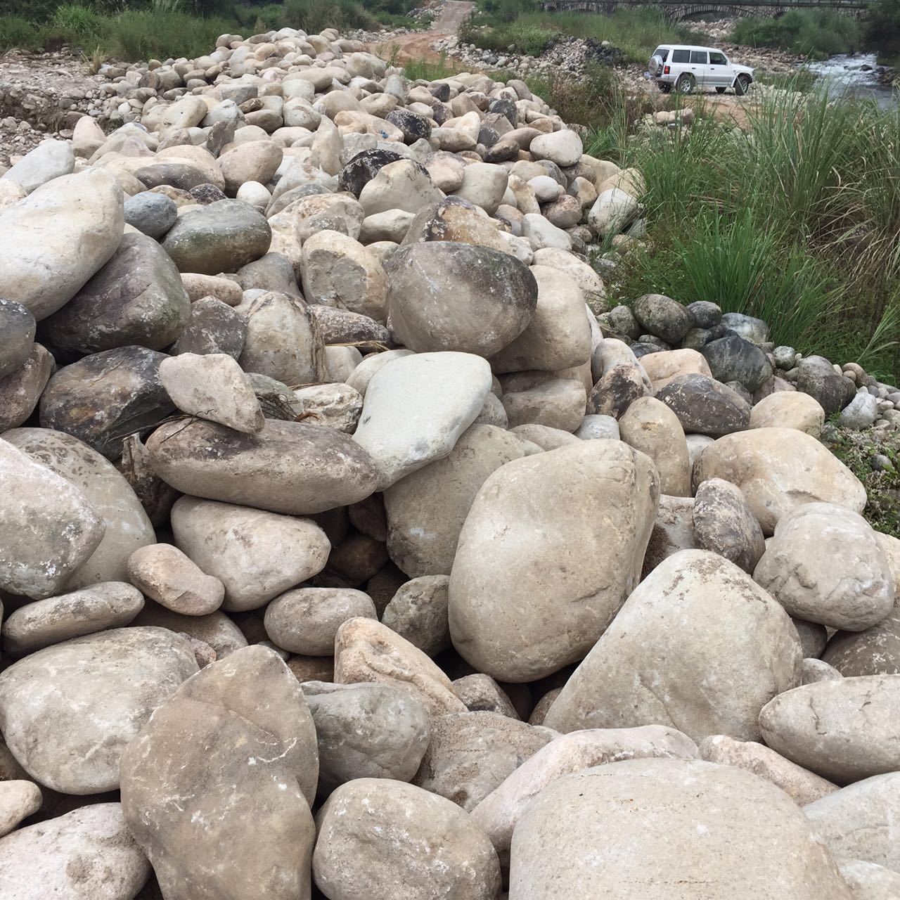 批发水冲石溪滩石 大规格鹅卵石 黄蜡石 园林铺路石 园林工程用品