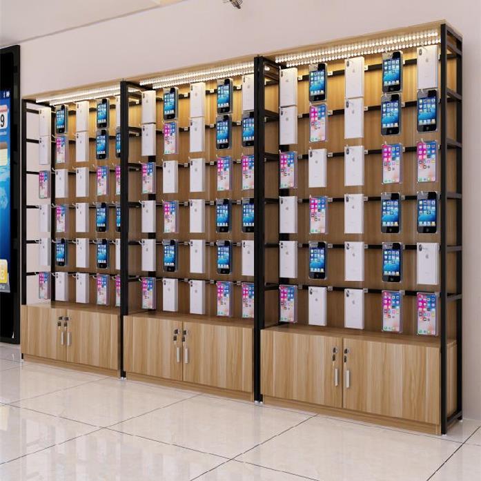 手机货架市挂钩小食品经济型手机店展示台置物架可移动靠墙柜放