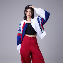 拓谷潮牌针织拼接机车服短款棒球服外套女装春季新款宽松夹克上衣