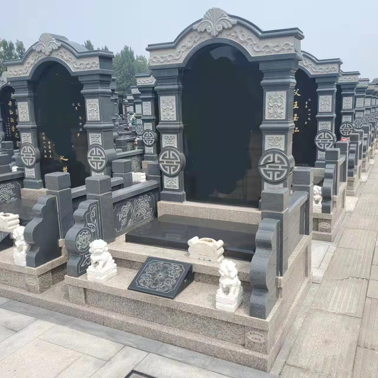 中国黑墓碑石雕墓碑陵园土葬公墓石材刻字花岗岩黑色欧式大理石