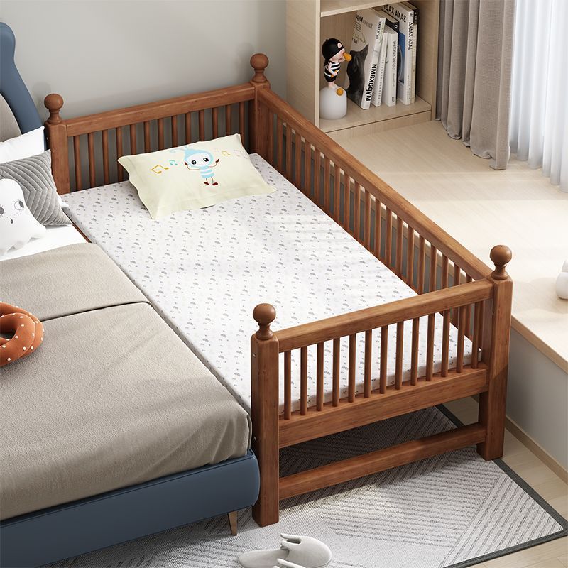 婴儿床实木儿童拼接床带软包护栏可订作加宽男孩单人床女孩公主床