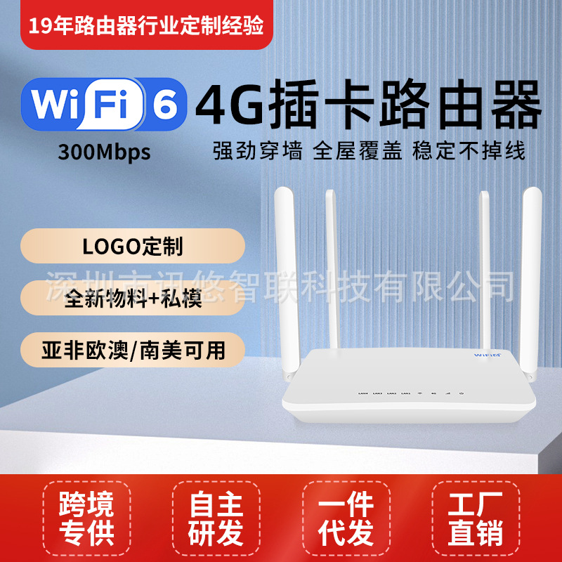 可插卡4G无线路由器全网通高速随身wifi6厂家直销定制版cpe