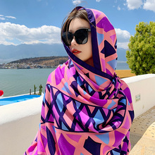 夏季新品丝巾女防晒披肩海边两用外搭沙滩巾民族风旅游拍照薄围巾