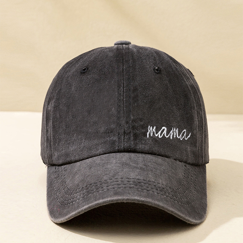 American Ins Casual Men's and Women's Baseball Cap Printing Mama Letter Washed Baseball Cap Sun-Proof Sun