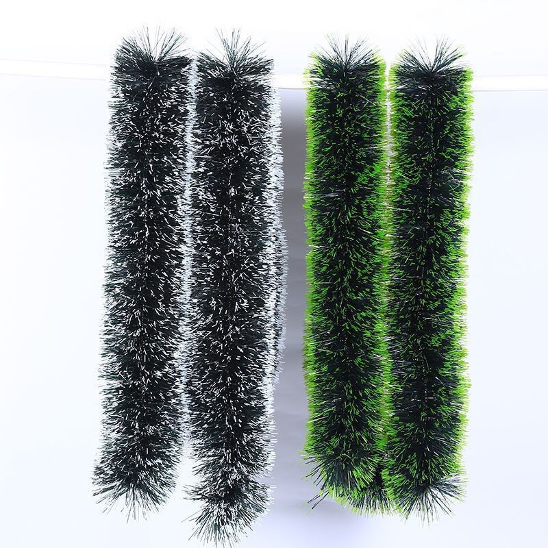 Cross-Border 2 M Encryption Dark Green White Edge Green Edge Christmas Snowflake Wool Tops Scene Layout Decorative Color Bar Garland Colored Ribbon