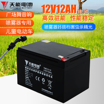 天能电动喷雾器12v12ah电瓶背负式打药机配件12伏农用大容量电池