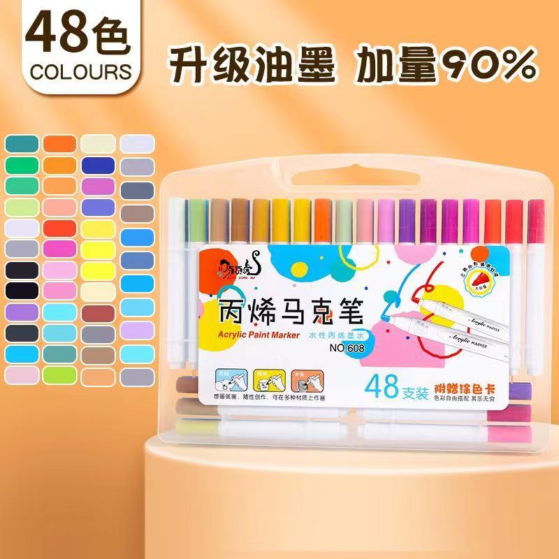 Top Tiger Acrylic Marker Pen 12/24/36/48 Color Pen Mark Art Painting Creative DIY Graffiti Painting Brush