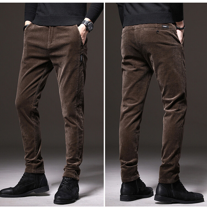 2021新款秋冬季灯芯绒休闲裤男修身易搭韩版男士休闲裤青年裤子男