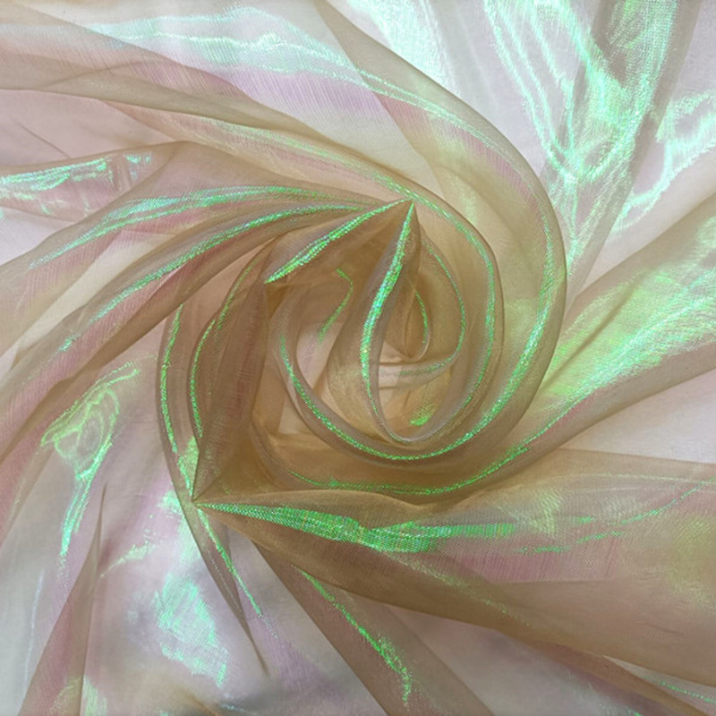 平七彩镭射布料焕彩纱欧根纱亮丝网纱 服装面料舞台装发饰发带diy