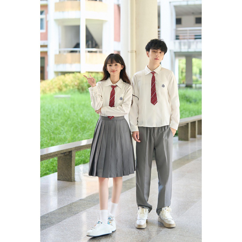 实拍毕业班服套装表演情侣学生学院风高中校服初中jk制服白衬衣女