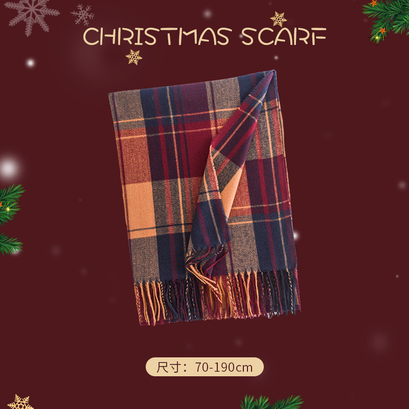 Cross-Border Christmas Scarf Winter All-Matching Scarf Women's High Sense New Year Red Scarf Fashion Korean Style Warm Shawl