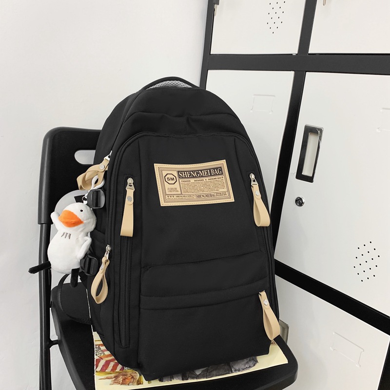 2023 New Trend Backpack Wholesale Large Capacity Mori Style Solid Color Backpack Japanese Style Alphabet Middle School Student Schoolbag