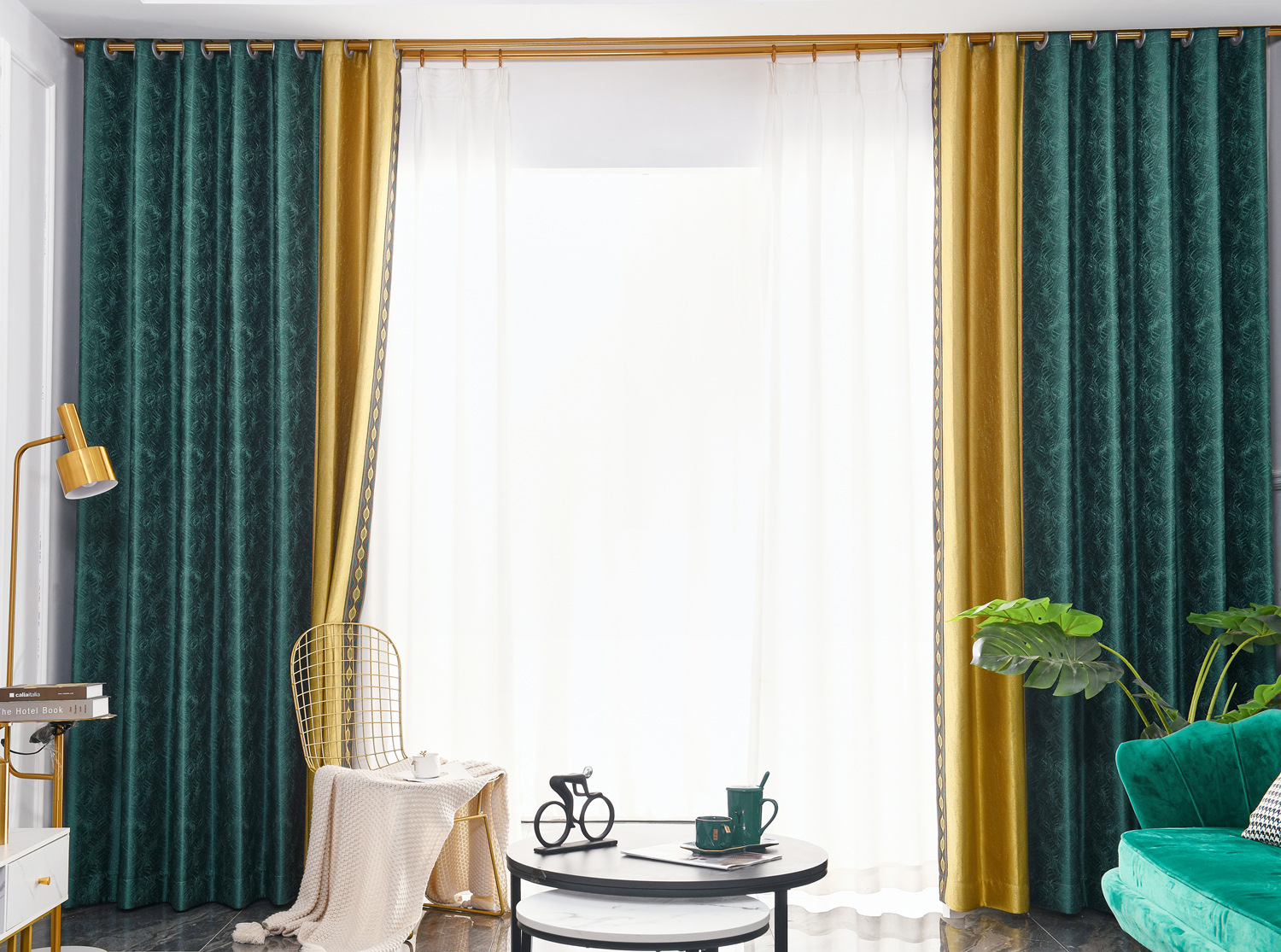 新款金丝提花高精密窗帘轻奢现代高档客厅卧室遮光窗帘布成品批发