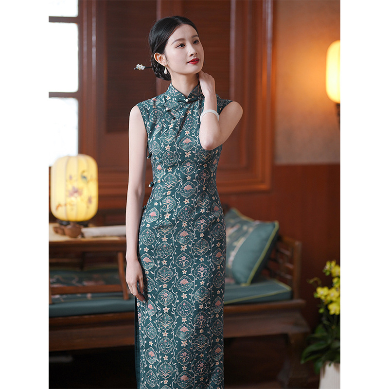 无袖旗袍2024新款改良年轻款少女复古民国风老上海日常可穿夏季