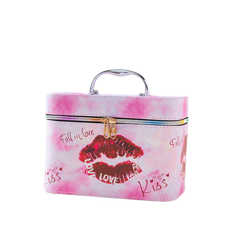 Lip Leopard Print Three-Piece Cosmetic Case Cosmetic Box Large Capacity Portable and Fashion Cosmetic Bag Portable Travel Wedding Storage Box