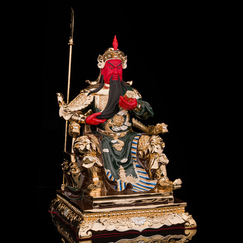 金台台湾神像佛像坐圣君关公铜全财神关帝关公仓武财神看书鎏金周