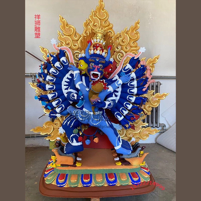 祥狮纯铜大号密宗大威德金刚佛像西藏藏传护法神像铜像摆件批发