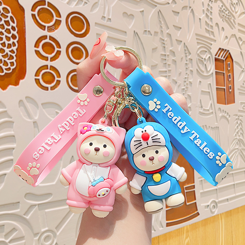 Cartoon Exquisite Cross-Dressing Teddy Bear Ornaments Small Commodity Doll Keychain Internet Celebrity Doll Cartoon Keychain Pendant