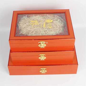 批发新款橙色鱼胶包装盒开窗250克500克花胶鳘鱼胶展示盒礼品盒空