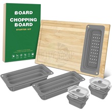 工厂批发热销款竹制菜板加高加厚 实木家用水果切板带沥水硅胶盒