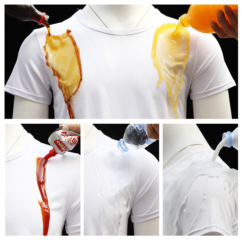 冰丝防水防污短袖t恤男士圆领速干不沾水上衣纳米黑科技运动体恤