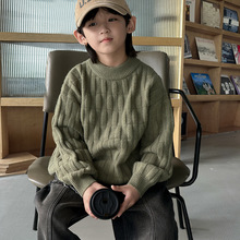 童装男童纯色毛衣冬装新款中大童韩版儿童男孩简单针织衫一件代发