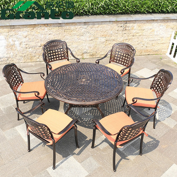 户外休闲桌椅庭院中式铸铝餐台阳台露台露天室外花园铁艺茶几家具