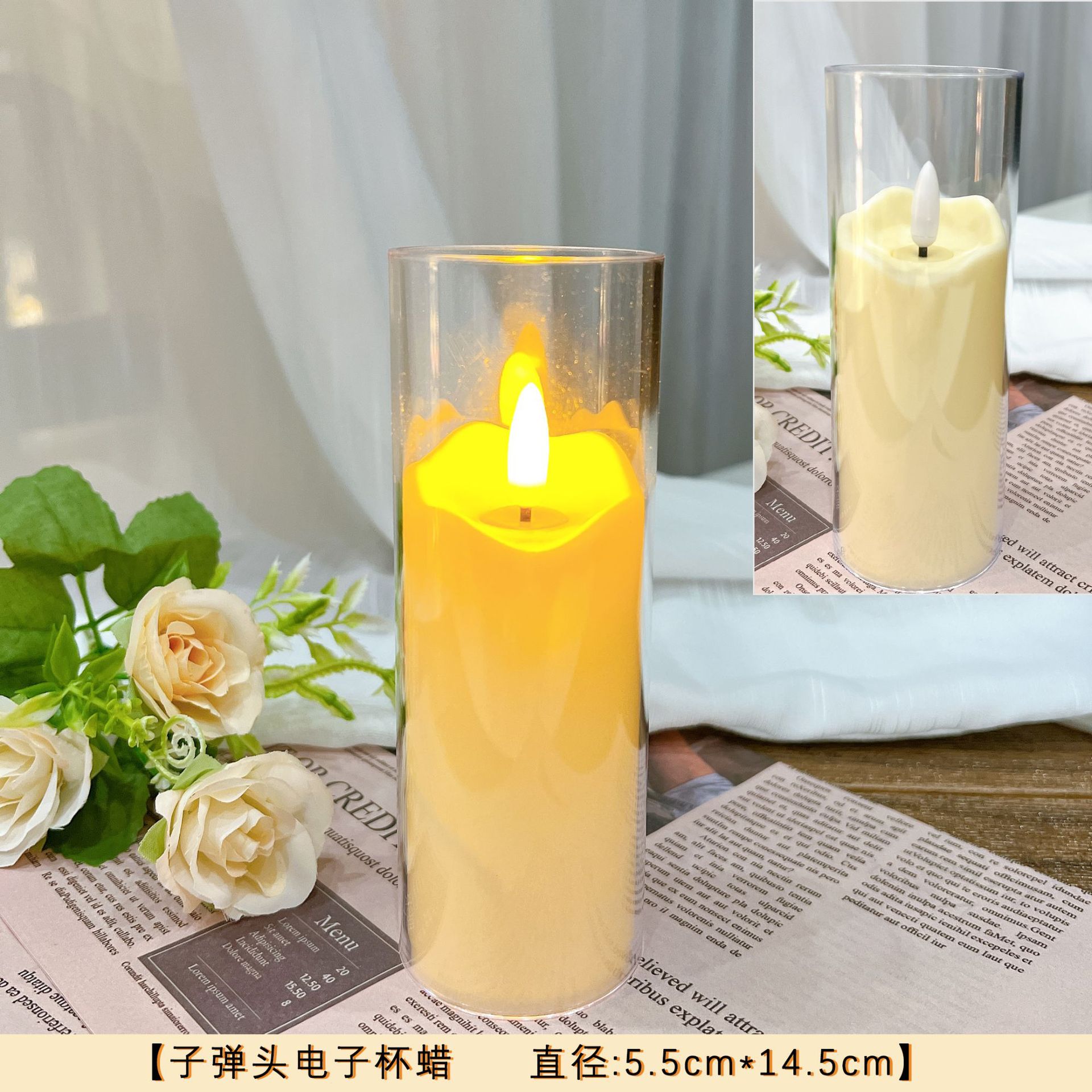 Electronic Wax Simulation Glass Candle Lamps